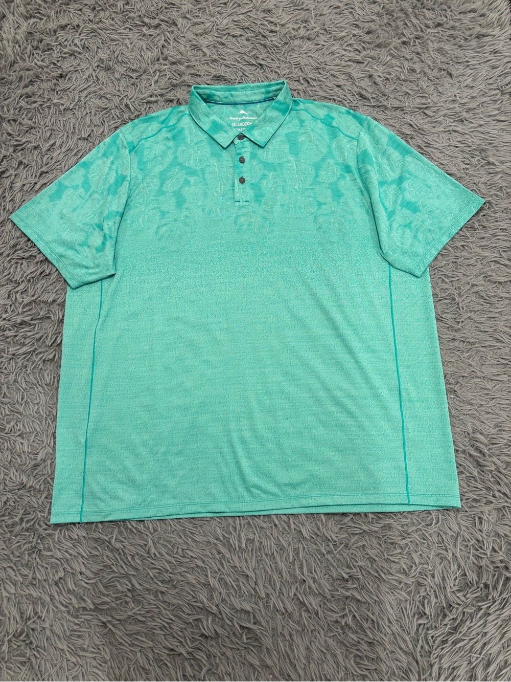 Tommy Bahama Men Island Zone Polo Shirt 3XLT Blue Monsterra Print Hawaiian Beach